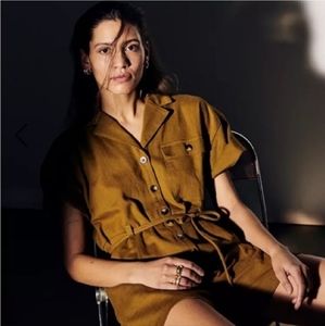 Madewell Belted Safari Romper in distant Olive